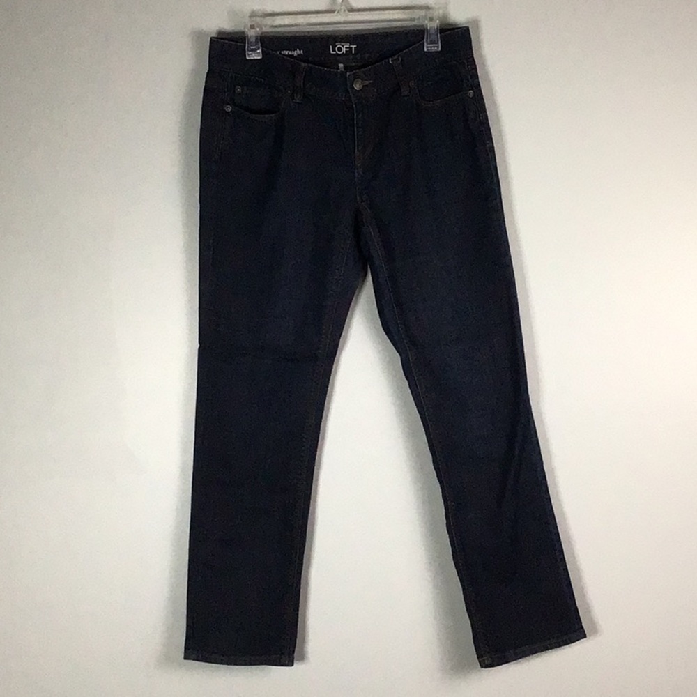 Anne Taylor Loft Solid Denim Curvy Straight Fit Jeans Size 8